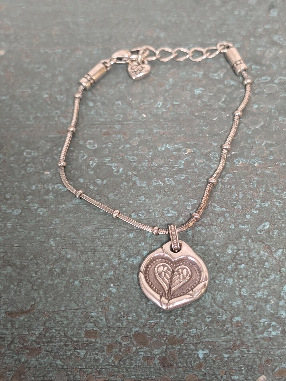 Brighton Wings of Faith Heart Bracelet Silver Plated Adjustable 7"-8"